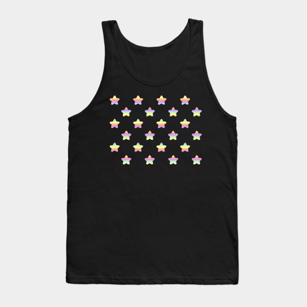 Mini Pastel Rainbow Horizontal Striped Stars Tank Top by Babey Bog